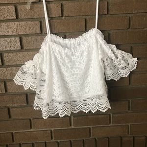 Lace off the shoulder crop top
